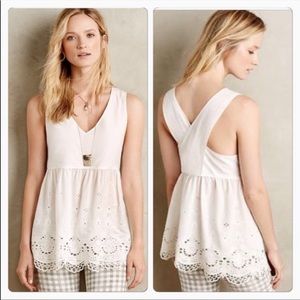 Anthropologie wolven | Meleri Navy Eyelet Sleeveless Top NWT